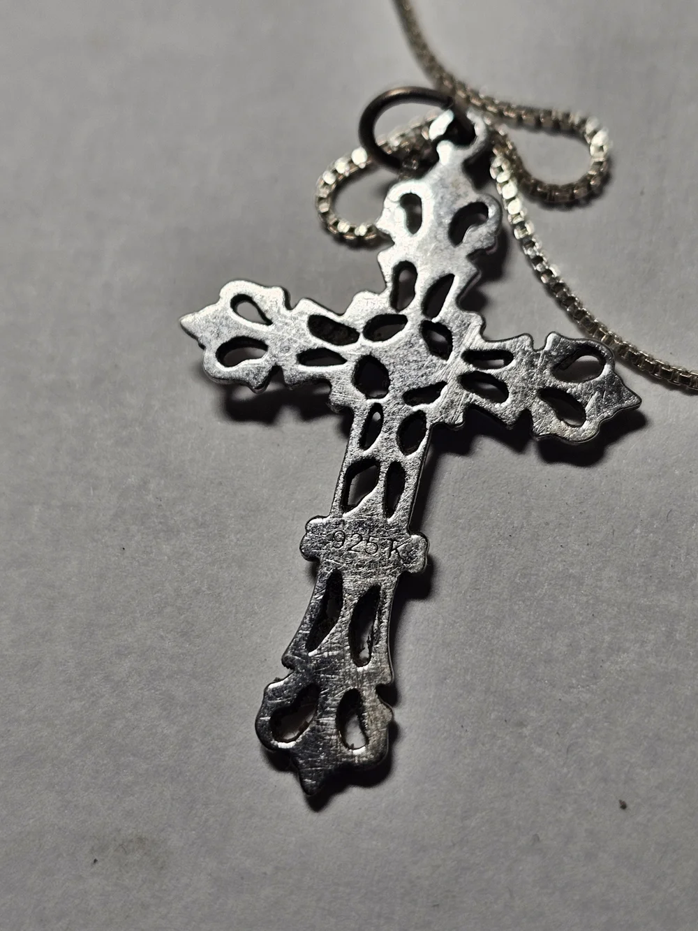 Men's Sterling Silver Cross Pendant Necklace 18